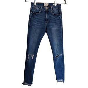 Frame Le High Skinny Distressed Step Hem Jeans Size 25